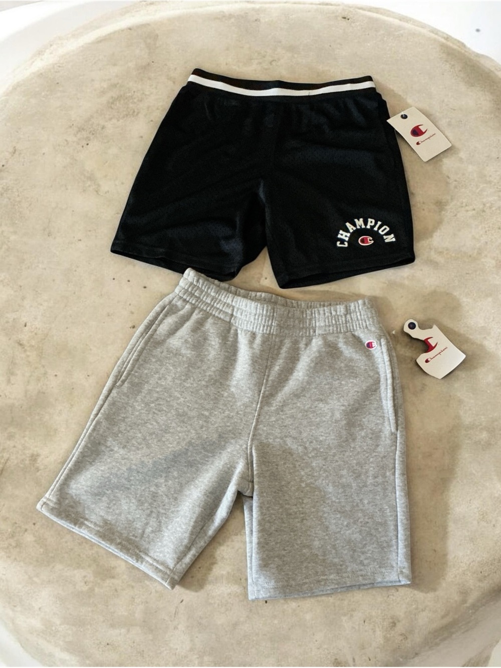 Champion Boys Dark Navy Mesh & Gray Cotton Athletic Shorts